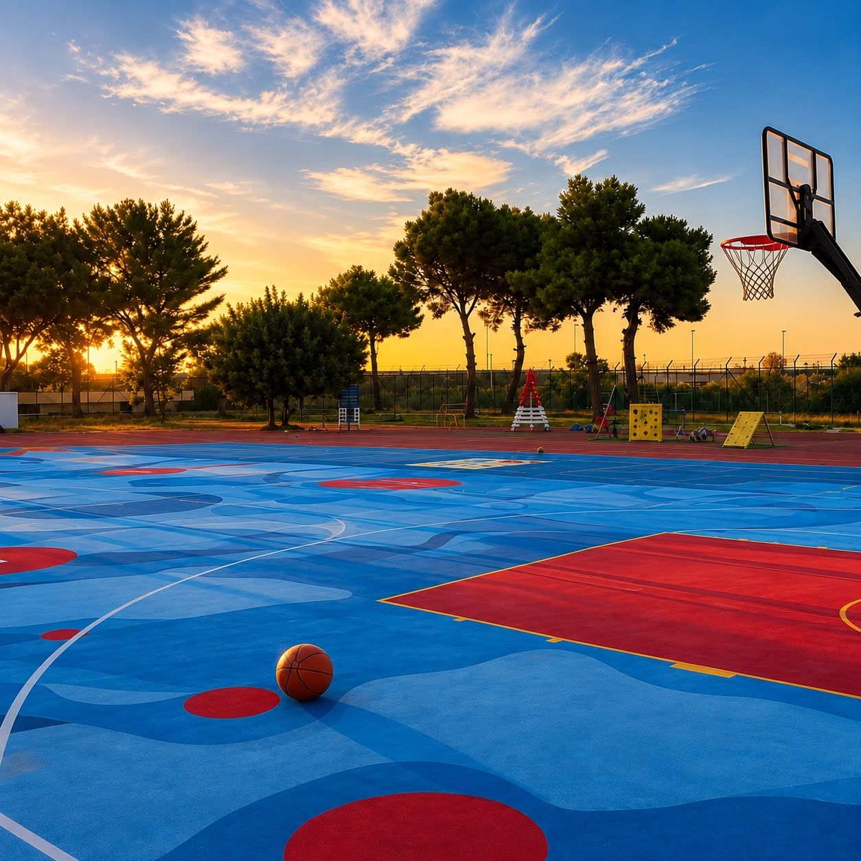 Campo da basket outdoor Mar.Lu. Basket Bari al tramonto